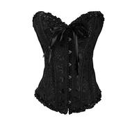 Corset Bustier Femme Noir Satin Brodé Corset Attendre Entraîneur Bustier Femmes Dentelle Mode Corselet Corset Vêtements-Black_M