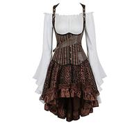 Corset Bustier Femme Steampunk Underbust Corset Robe Top Jupe 3 Pièces Costume Cosplay Gothique Punk Corsets Bustier Pirate Burlesque Vintage-61365307056