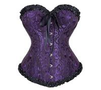 Corset bustier pour femme grande taille en satin avec lacets, corset rétro, grande taille S à 7XL, violet, L