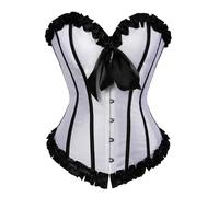 Corset Bustier Sexy Femme Érotique Tee Shirt Percko Robe Medieval Renaissance Corsets Bustiers Et Harnais Body Gainant Ventre Plat Noir Lingerie Lacets Serre Taille Burlesque Top Blanc XS