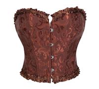 Corset court en dentelle avec fermeture sur le devant pour un confort sans couture et une utilisation toute la journée, marron, XL