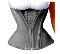 Corset de compression double for le ventre plat, avec fermeture éclair et crochet, ceinture amincissante(Black corset,XL)