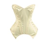 Corset de mariée en satin - Bustier structuré en os avec serre-taille - Design élégant pour les spectacles sur scène - Corps tendance pour une tenue de mariage parfaite, beige, 3XL