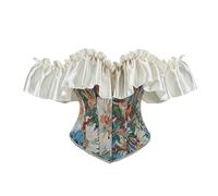 Corset Deguisement Femme Corset Grande Taille, Corsets Femmes Bustier À Lacets Gothique Dentelle Vintage Ventre Plat Sexy Top Broderie Halloween Carnaval Jeu De Rôle Elegant Haut