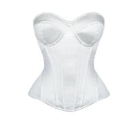 Corset en satin 2025 pour femme, bustier sans bretelles, décolleté en cœur, corsage à baleines, lingerie de mariée, tenue de soirée en dentelle, blanc, XS