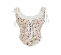 Corset Femme Bustier Noir Femme Gothique Dentelle Femmes Français Avant Sangle Rétro Peinture à L Huile Imprimé Sangle Pliant Gilet Corset Underbust Bustier Gothique Dentelle Beige L