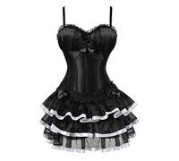 corset femme bustier sexy tutu jupe lingerie floral gothique minceur waist cincher push up burlesque Noir Blanc 2XL