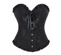 Corset Femme Curvy Push Up Overbust Curvy Bustier Minceur Élégant Médiéval Corsage Top Waist Trainer Gothique Bustini Bandeau Élastique Fête Corsets Pirate, Noir , M