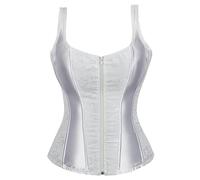 Corset Femme Élégant Médiéval Élégant Corsage Curvy Top Noir Pirate Corset Slim Sexy Bustier Haut Avec Bretelles Serrage Gothique Bustier Corset Taille Ceinture Curvy Carnaval Vampire Halloween, Blanc