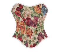 Corset Femme Medieval Bodysuit Shapewear sans Couture pour un Usage Quotidien, Design Confortable et Extensible avec Imprimé Floral sans Bretelles