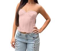 Corset Femme Medieval Bustier en Dentelle Française pour Femme - Top Court Sexy à Épaule Dégagée avec Découpe dans le Dos