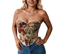 Corset Femme Medieval Corset Imprimé Floral Femme, Bustier à Lacets de Style Français pour un Bodysuit Confortable au Quotidien