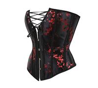 Corset femme ventre plat lacets : corset femme haut sans bretelles imprimé col en V profond corset poitrine complète laçage surpoitrine coupe slim en plastique désossé costume traditionnel haut