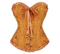 Corset Femmes Médiéval Curvy Élégant Noir Corsage Top Médiéval Serrage Corset Lingerie Curvy Vintage Corset Dentelle Slim Pirate Bustier Top Ventre plat Sexy Carnaval Halloween Vampire, or, 6X-Large