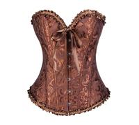 Corset Femmes Médiéval Élégant Noir Curvy Bustier Top Médiéval Pirate Bustier Corset Gothique Sexy Corsage Top Désossé Vintage Curvy Corset Taille Ceinture Slim Princesses Halloween Carnaval, marron