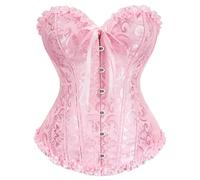 Corset Femmes Médiéval Élégant Noir Curvy Bustier Top Médiéval Pirate Bustier Corset Gothique Sexy Corsage Top Désossé Vintage Curvy Corset Taille Ceinture Slim Princesses Halloween Carnaval, rose