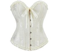 Corset Femmes Médiéval Noir Curvy Élégant Corset Médiéval Serrage Bustier Top Gothique Slim Corsage Top Désossé Pirate Vintage Corsets sous-vêtements Shapewear Sexy Princesses Vampire Halloween, beige
