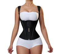 Corset Gainant pour Femme, Gaine Ventre Plat, Body Sculptant Sport, Ceinture De Soutien Dorsal Respirante(Black,X-Large)