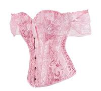 Corset gothique femme Jacquard corset femme à Manches Courtes Palais style médiéval à lacets Débardeurs rétro Push-up Dentelle Halloween Soiree de Cocktail bustier Sexy Elegant princesse de Mariée