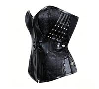 Corset gothique Steampunk pour femme - Ventre médiéval - Corset sous la poitrine - Dos nu - Corset gainant pour Halloween, carnaval, palais victorien, pirate, cosplay, O Noir., XL