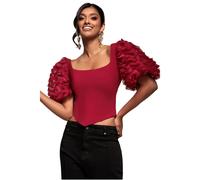 Corset manches texturées 3D femme Goddiva Rouge 44