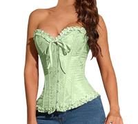 Corset Noir Femme Noir Médiéval Curvy Bustier Top Élégant Vintage Corset Serrage Gothique Corset Intime Coeur Slim Pirate Bustier Corset Dentelle up Fête Curvy Carnaval Princesses Vampire, vert clair