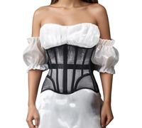 Corset NYC 2025 en maille filet à lacets avec 15 bandes de graisse en acier, Noir , S