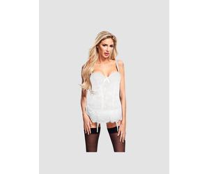 Corset porte-jarretelles dentelle florale blanc