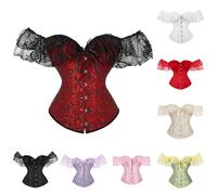 Corset pour Femme - Corset pour Femme - Style Gothique - Vintage - pour Halloween - Renaissance - Style Vintage - Découpe en cœur - Imprimé Floral doré - Embrasse