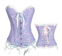 Corset pour Femme Gothique Victorien Lace Corset avec Lacets Médiéval Corsets de Fête Amincissan Bustier Gainant de Taille Florale Overbust pour Halloween Déguisement Élégant Orange Noir (Purple, L)