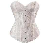 Corset Renaissance en arête de poisson pour femme - Corset vintage en satin de style cour de mariée à lacets pour soirée, bustier steampunk gothique de la Renaissance (beige, L)