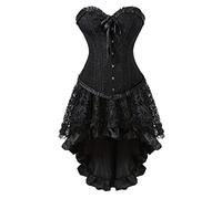 Corset Robe Steampunk Femme Jupe Bustier Punk Gothique Définir Halloweenn Grande Taille Corset Mariage et Jupe Tulle Deguisement Gothique Femme Bustier Steampunk Gothique Deguisement Grande Taille