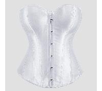 Corset sans bretelles en satin avec boucle avant et laçage arrière, baleiné pour la mise en forme, style vintage de cour, costume d'Halloween pour femme, jeu de rôle, corset blanc L,M,S,XL,XS,XXLUnico