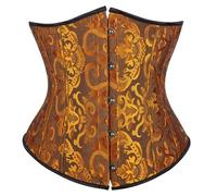 Corset Shapewear pour Femme Ceinture Jacquard Court Costume de Couleur Unie Ensemble pour (Gold, XXL)