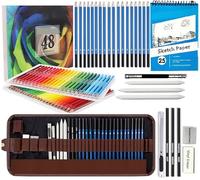 Corslet Kit de dessin 78 pièces - Crayons d'ombrage - Carnet de croquis A5 - 25 feuilles - Kit de croquis pour artiste - Crayons de couleur à l'huile - Crayons à croquis - Crayons fusains pour