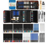 Corslet Lot de 184 crayons de couleur avec crayons graphite, kit de croquis, crayons de couleur aquarelle, carnet de croquis et carnet de croquis A5