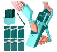 Cortador de légumes multifonction PERFECT CUT. Mandoline de cuisine avec système de glissement ultra-sûr : pas de contact des doigts avec les lames. Stable, simple, ultra rapide. Totalement pliable