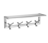 Cortesi Home Milton Contemporain en Acier Inoxydable Multipurpose Crochet Rail/Rack avec étagère en Verre, Aluminium brossé