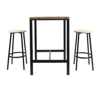 Ensemble Table Haute et 2 Tabourets en MDF et Pieds Métal Noir - CORTEZ -