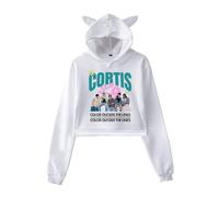 CORTIS COLOR OUTSIDE THE LINES Merch Cat Ear Hoodie - Pull à capuche pour femme avec style coréen tendance pour les fans de K-Pop, blanc, XS