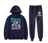 CORTIS COLOR OUTSIDE THE LINES Merch Ensemble de jogging unisexe à capuche - 2 pièces tendance streetwear pull et pantalon, bleu marine, 4XL