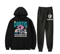CORTIS COLOR OUTSIDE THE LINES Merch Ensemble de jogging unisexe à capuche - 2 pièces tendance streetwear pull et pantalon, Noir , XXS