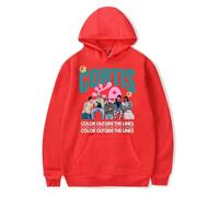 CORTIS COLOR OUTSIDE THE LINES Merch Sweat à capuche unisexe - Pull graphique streetwear tendance pour les fans de K-Pop, Rouge, XL