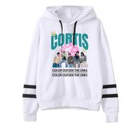 CORTIS COLOR OUTSIDE THE LINES Merch Sweat à capuche unisexe - Sweat à capuche tendance sans poche avec manches parallèles pour les fans de K-Pop, blanc, 4XL