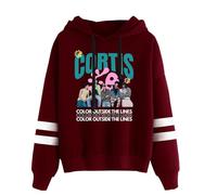 CORTIS COLOR OUTSIDE THE LINES Merch Sweat à capuche unisexe - Sweat à capuche tendance sans poche avec manches parallèles pour les fans de K-Pop, bordeaux, L