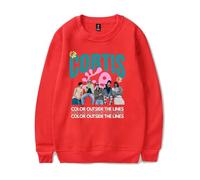 CORTIS COLOR OUTSIDE THE LINES Merch Sweatshirt - Pull unisexe à col rond pour le soutien des fans et la mode décontractée, Rouge, XL