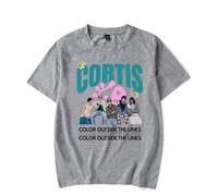 CORTIS Color Outside The Lines Merch T-shirt unisexe à manches courtes - T-shirt graphique inspiré de la K-Pop pour hommes et femmes fans de K-Pop, gris, XXS