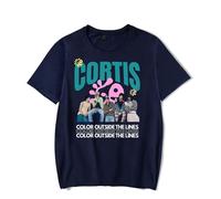 CORTIS Color Outside The Lines Merch T-shirt unisexe à manches courtes - T-shirt graphique inspiré de la K-Pop pour hommes et femmes fans de K-Pop, bleu marine, S