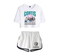 CORTIS COLOR OUTSIDE THE LINES Merch Tenue 2 pièces - T-shirt court et short inspirés de K-Pop pour les fans de K-Pop, Blanc 1 blanc, S