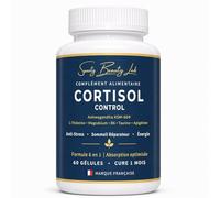 Cortisol Control - Ashwagandha KSM-66 600mg, L-Théanine, Magnésium, B6, Taurine - Complément Anti-Stress, Sommeil Réparateur & Énergie - 60 Gélules Vegan Cure 1 Mois - Marque Française